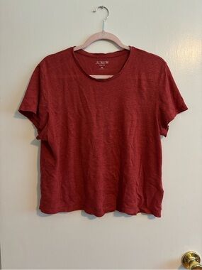 J. Crew Linen Crewneck Tee in Salmon